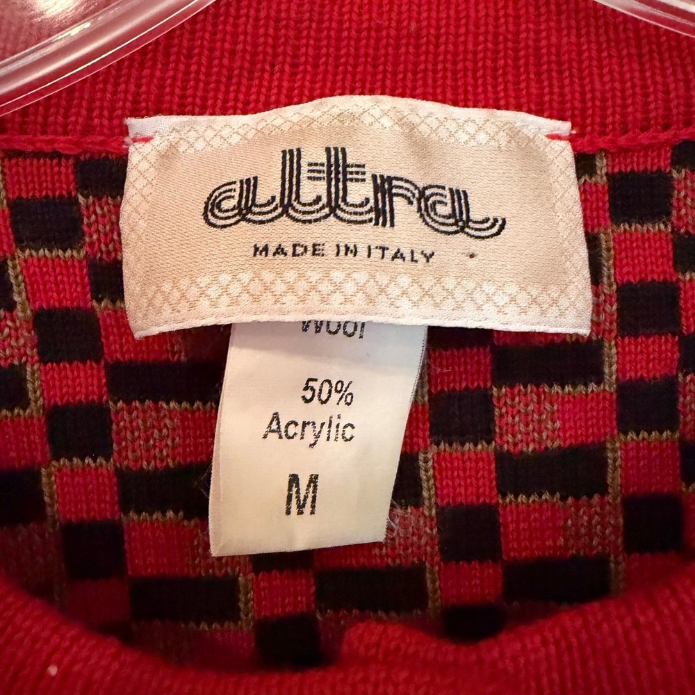Altra Vintage Italian Wool Cardigan Sweater Women's Medium Red Retro Cottagecore - Picture 4 of 8